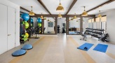 spacious yoga studio with bright lighting