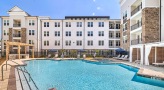 pool with cabanas