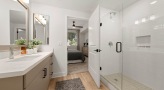 glassed, walk-in shower in bathroom