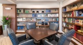 meeting room with shelves of books