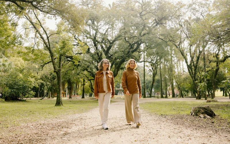 residents strolling through a park