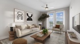 living room with a couch and coffee table