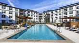 a swimming pool in a courtyard