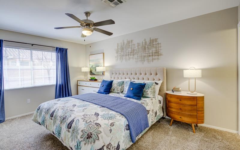 bedroom with a large window
