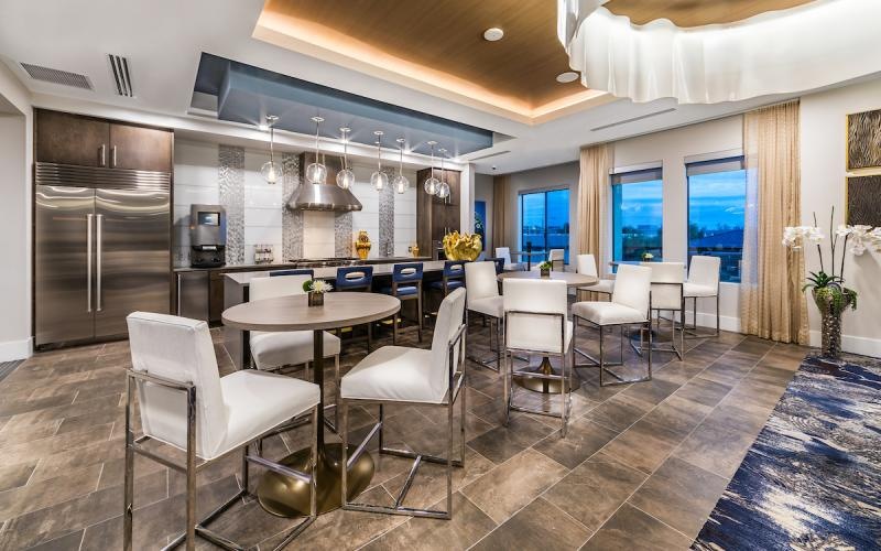 resident kitchen with tables and chairs