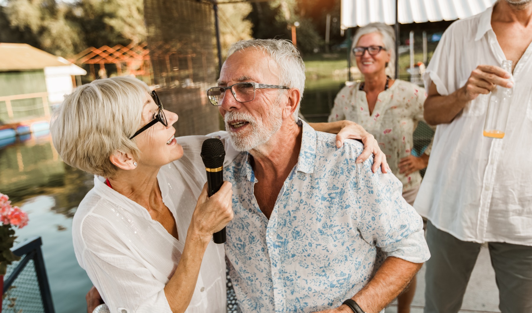 Couple enjoying Karaoke