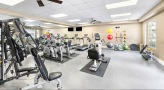 fitness center with large windows