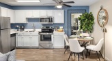 bright kitchen and dining area