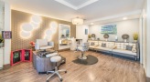 Hair salon with wood floors