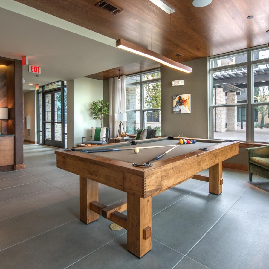 Game Room Large game room with billiards table