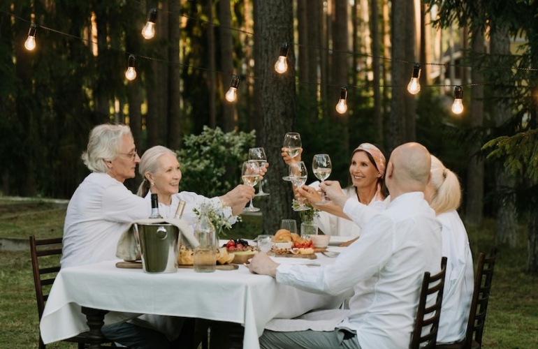 friends having dinner al fresco