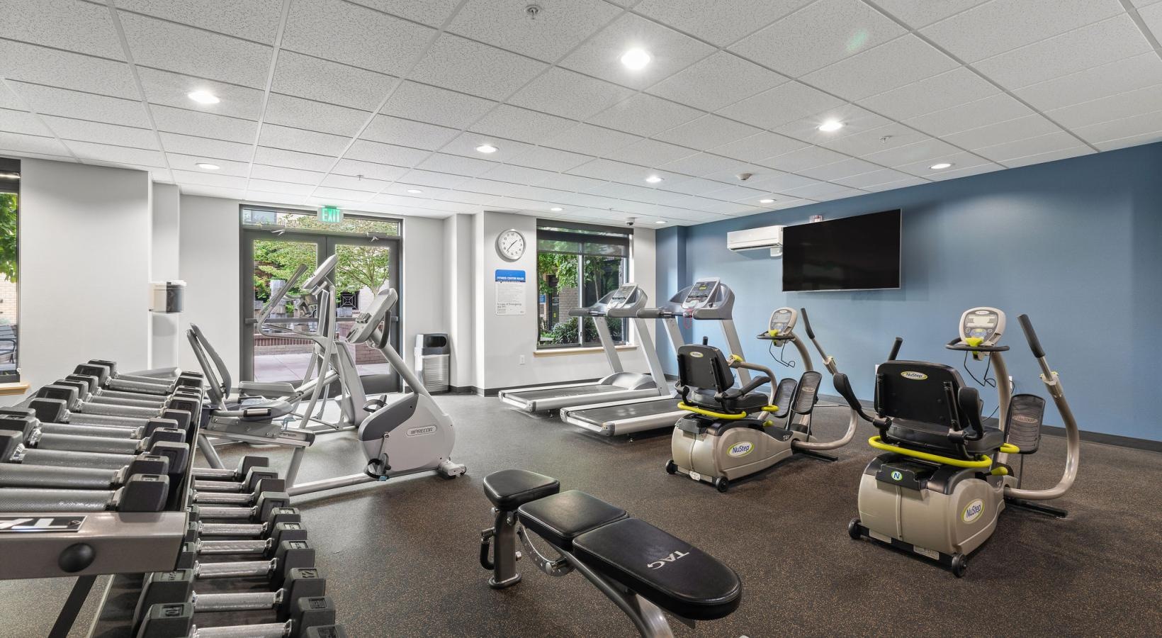 a room with exercise equipment