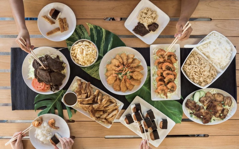 a table full of food