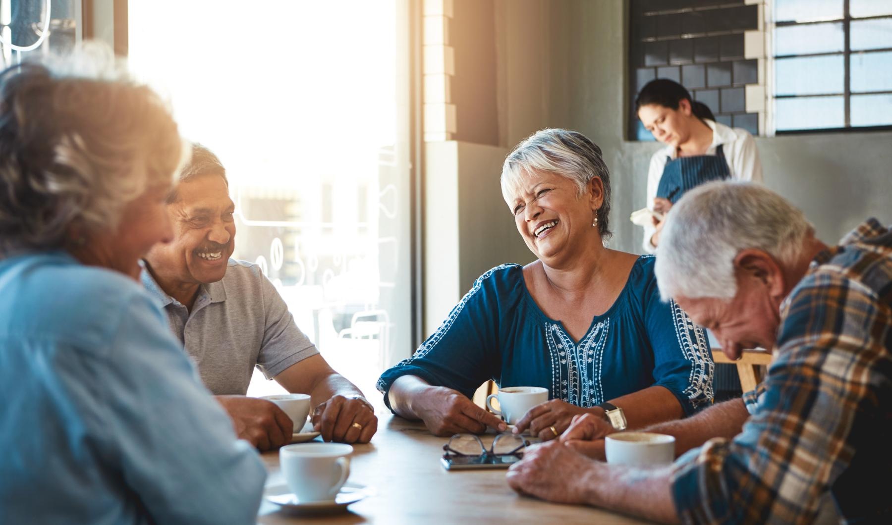 Lifestyle Group of friends having coffee together