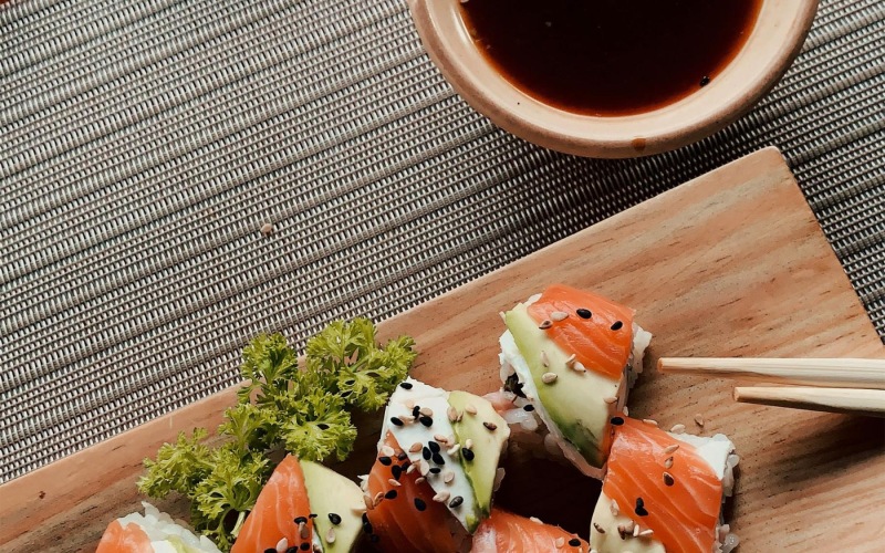 a plate of sushi