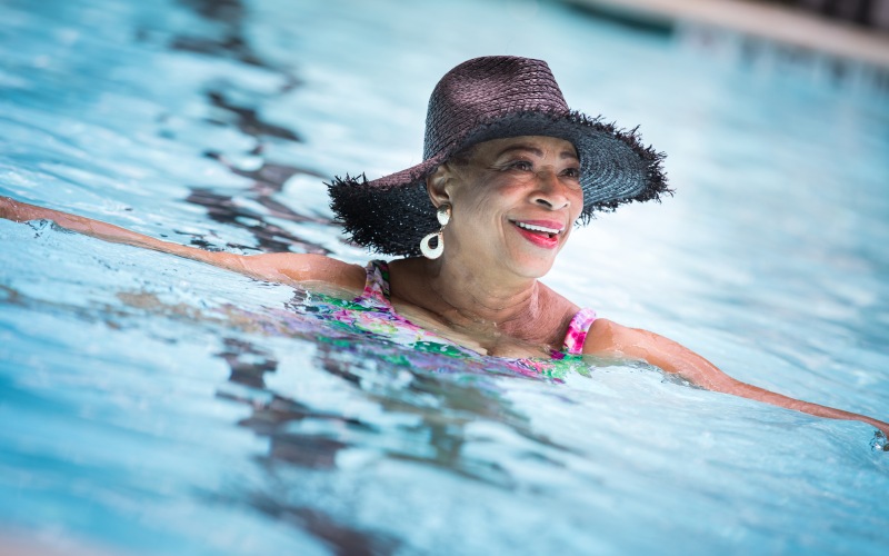 resident in pool