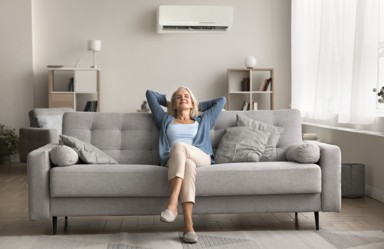 a person relaxing on a couch