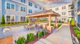 Large covered patio with seating