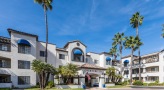 exterior of a building with palm trees