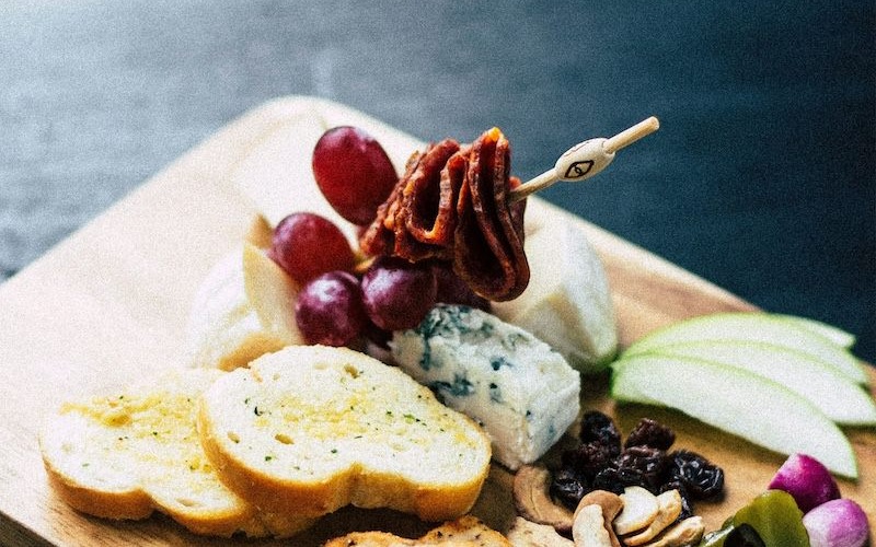 a plate of food, charcuterie board