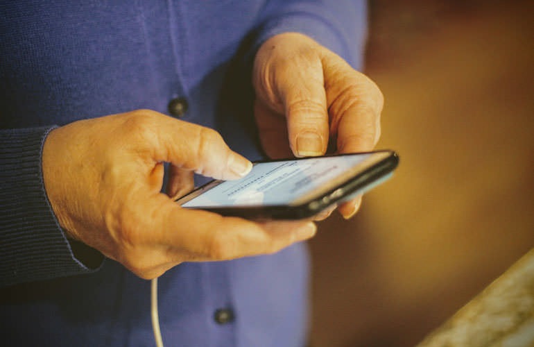 person holding phone