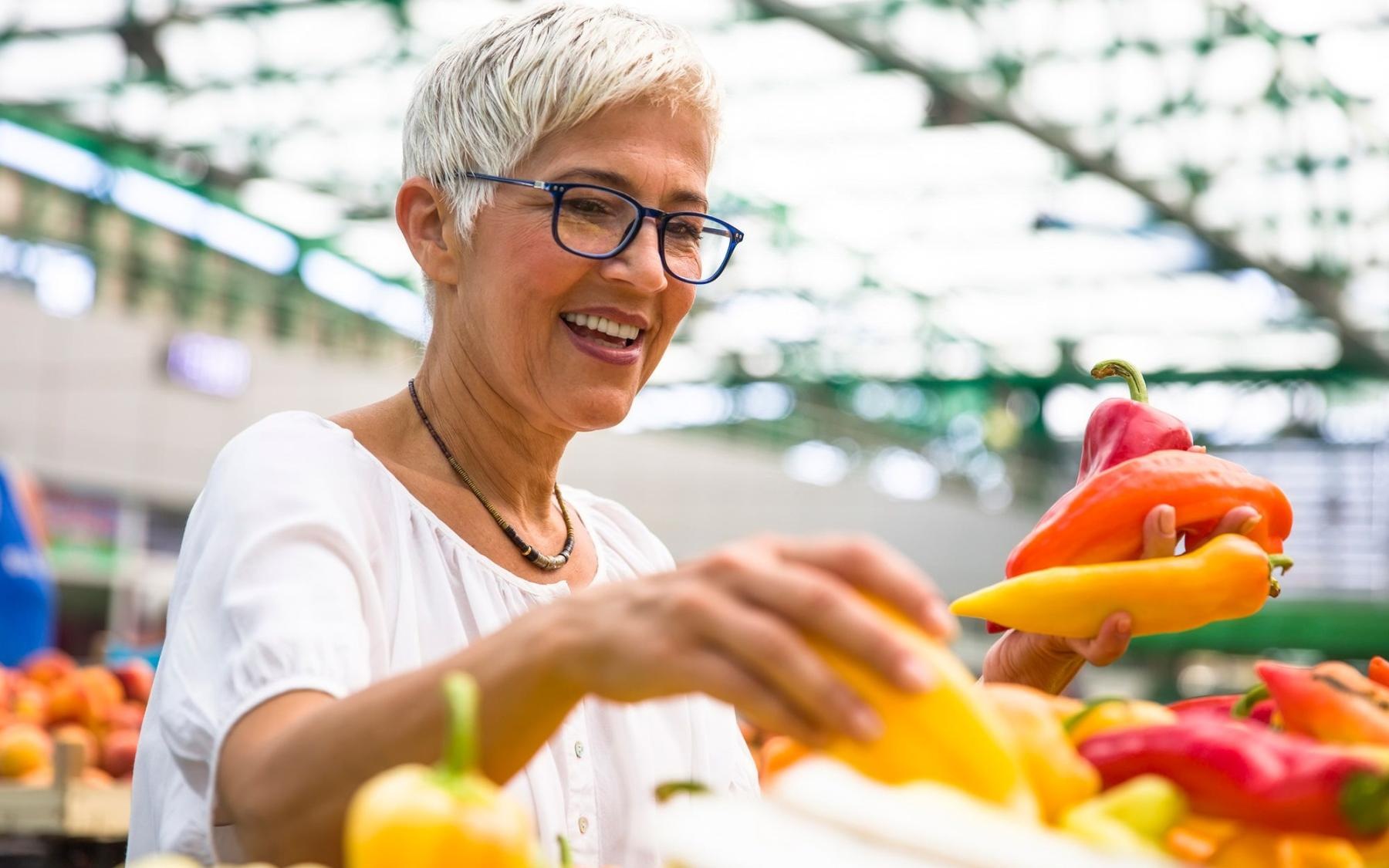Farmers Market Woman shopping from a farmers market