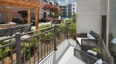 private patio with wicker furniture