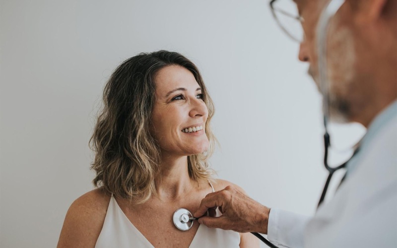 a woman getting her heart checked