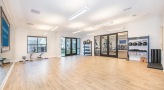 yoga studio with floor to ceiling mirrors