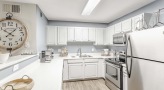 kitchen with stainless steel appliances and white cabinets