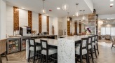 resident coffee bar with bar stools and snacks