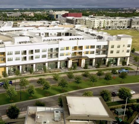 Exterior of Overture apartment building