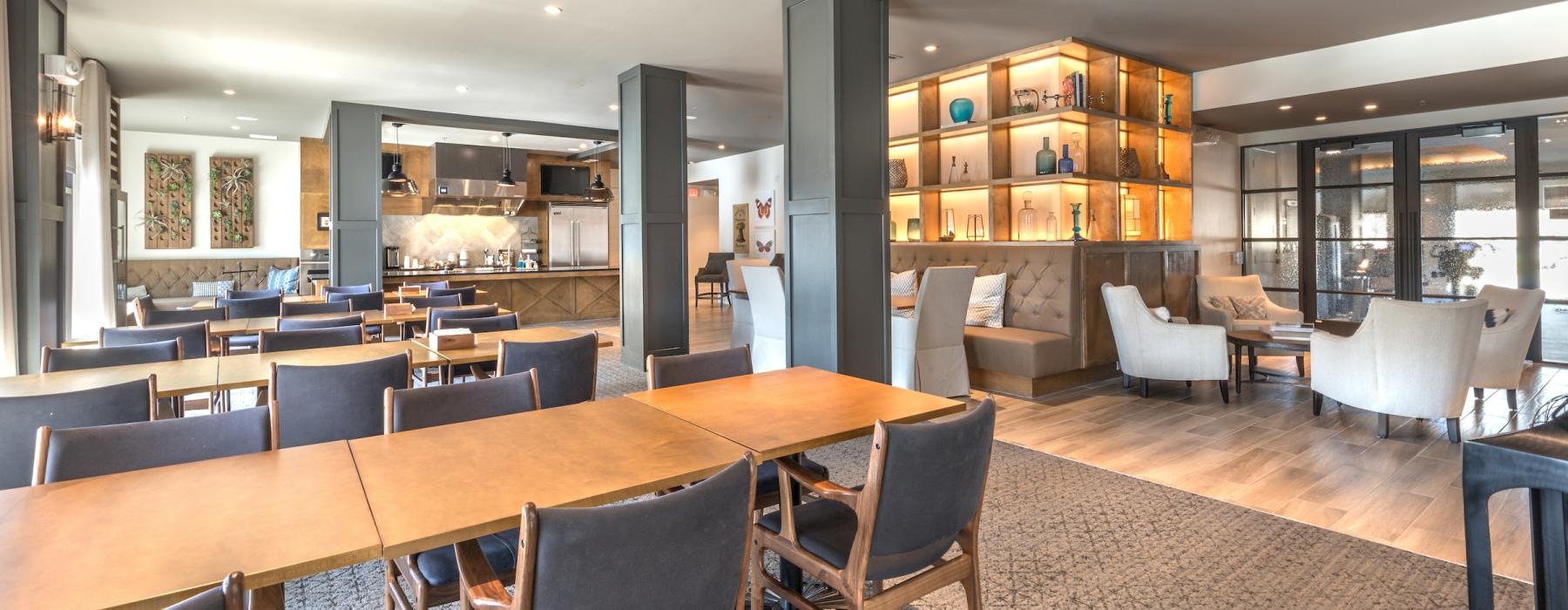 tables and chairs in spacious dining area