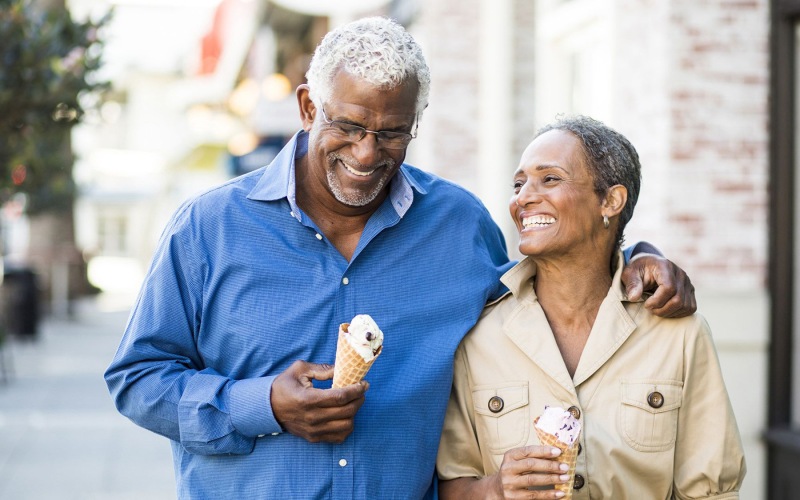 Nearby Activities & Attractions man and woman walking down the street eating ice cream