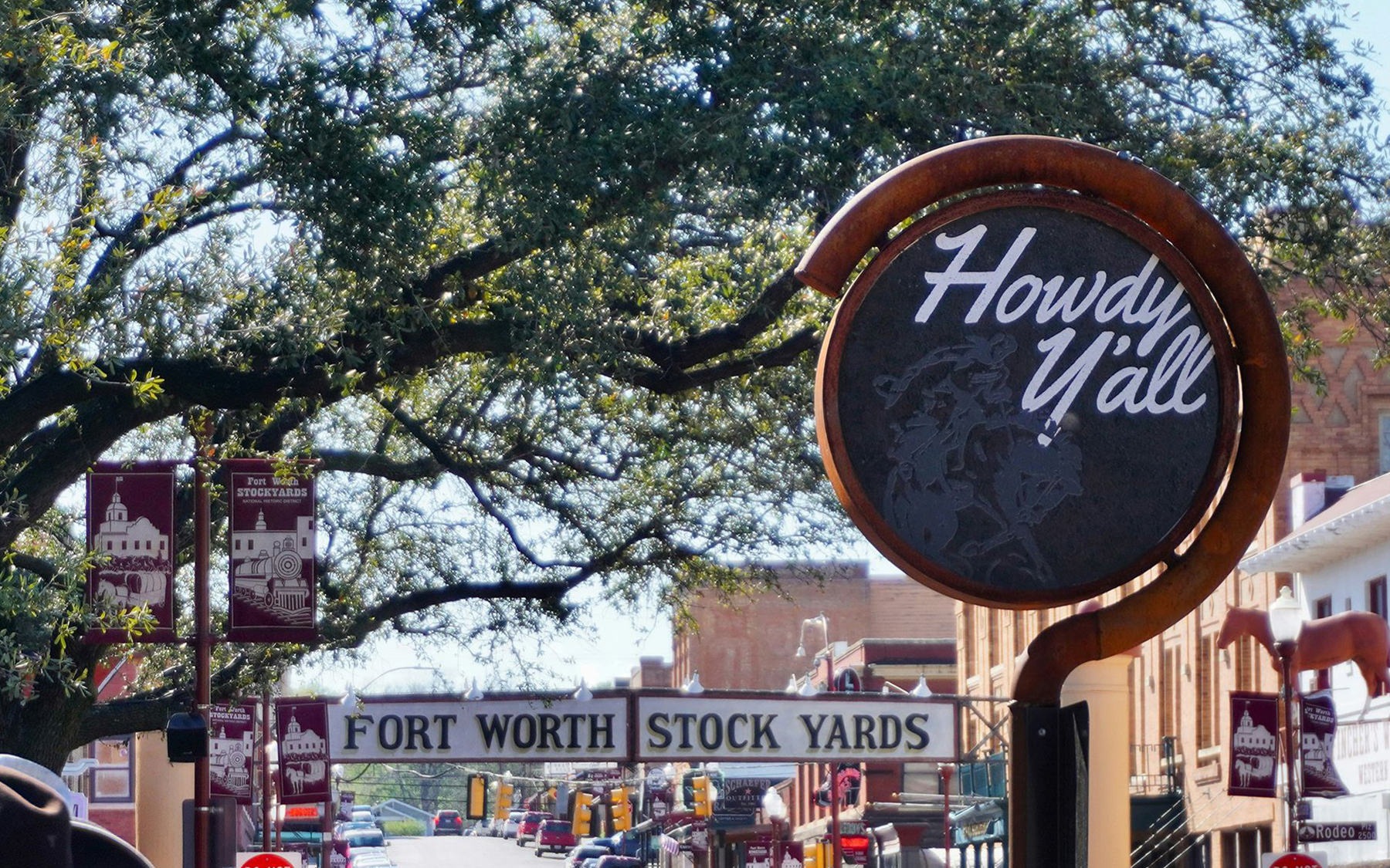 outside shot of the fort worth stock yards entrance