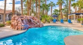 pool next to a rock structure