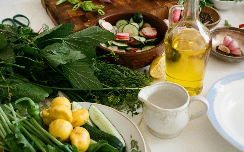 Bustling community with plenty of dining choices a person cutting vegetables