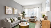 Large well living room with carpet and large windows