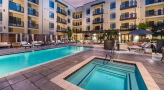 a swimming pool in a courtyard