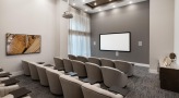 Spacious theatre room with recliner seats 