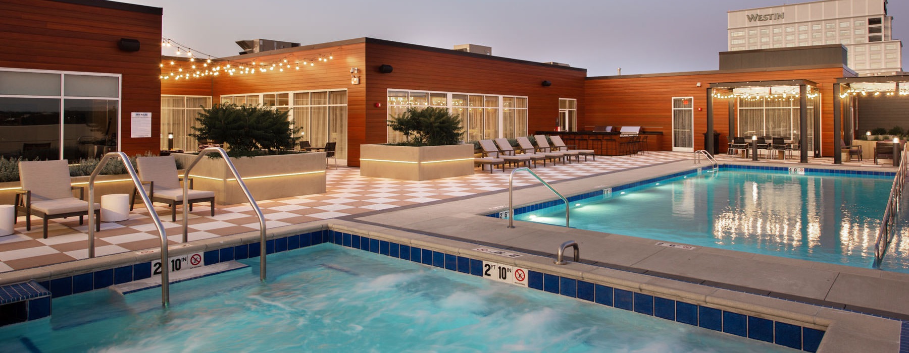 a swimming pool in a building