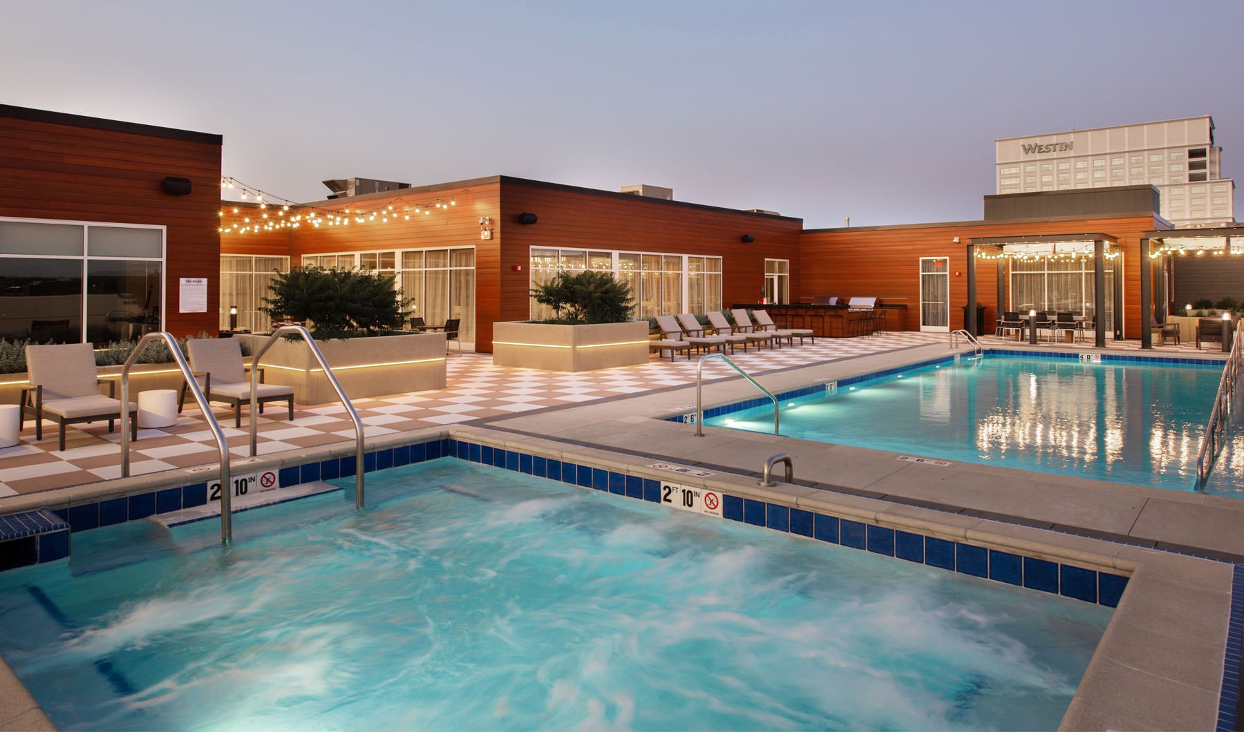 a swimming pool in a building