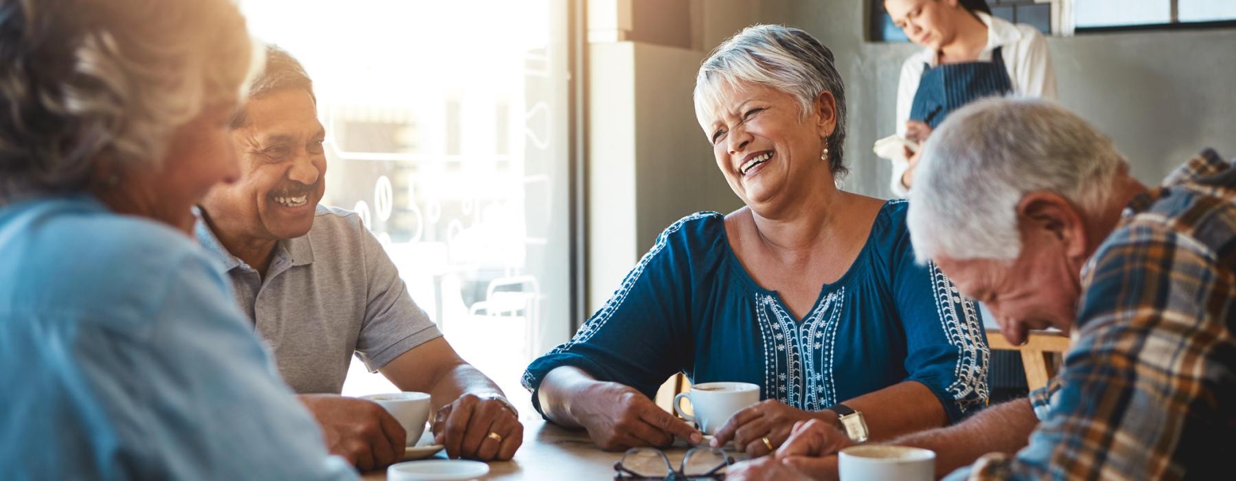 Group of people hanging out and enjoying coffee